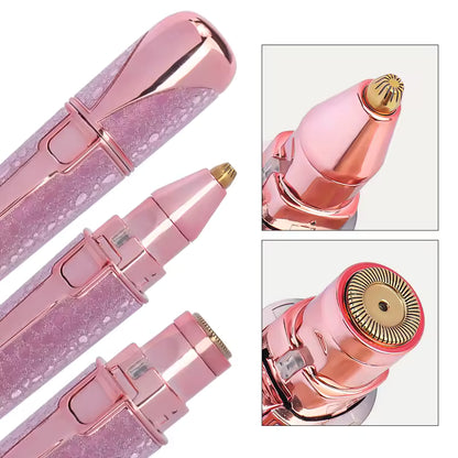 2 In1 Rechargeable Facial Hair Removal and Eyebrow Shaver -with Built-in LED Light USB