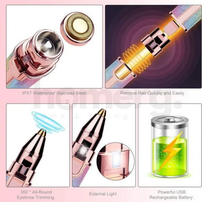2 In 1 Rechargeable Flawless Eyebrow & Facial Hair Remover